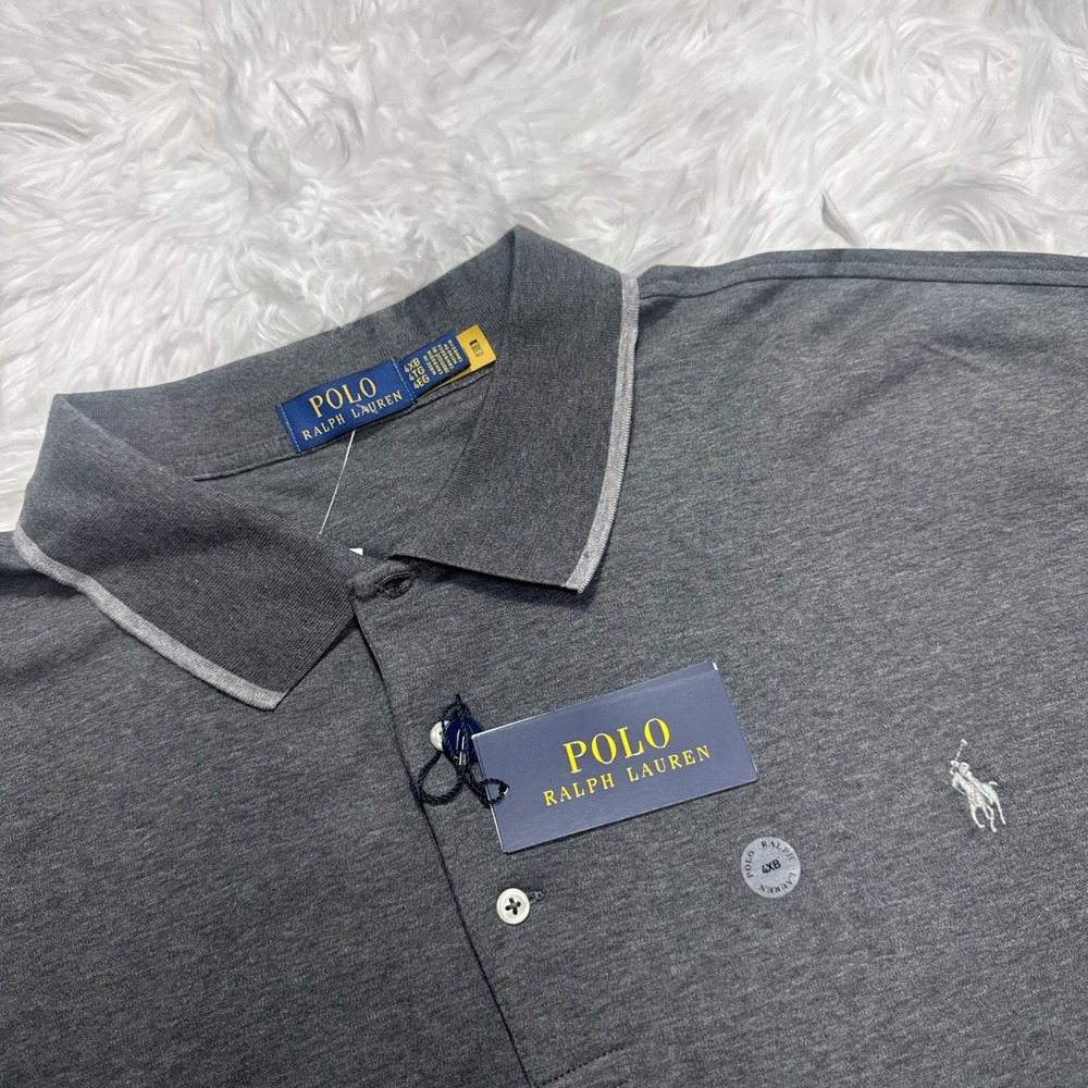 Polo Ralph Lauren size 4XB Big Gray Classics Long-Sleeve Collared Polo Shirt New